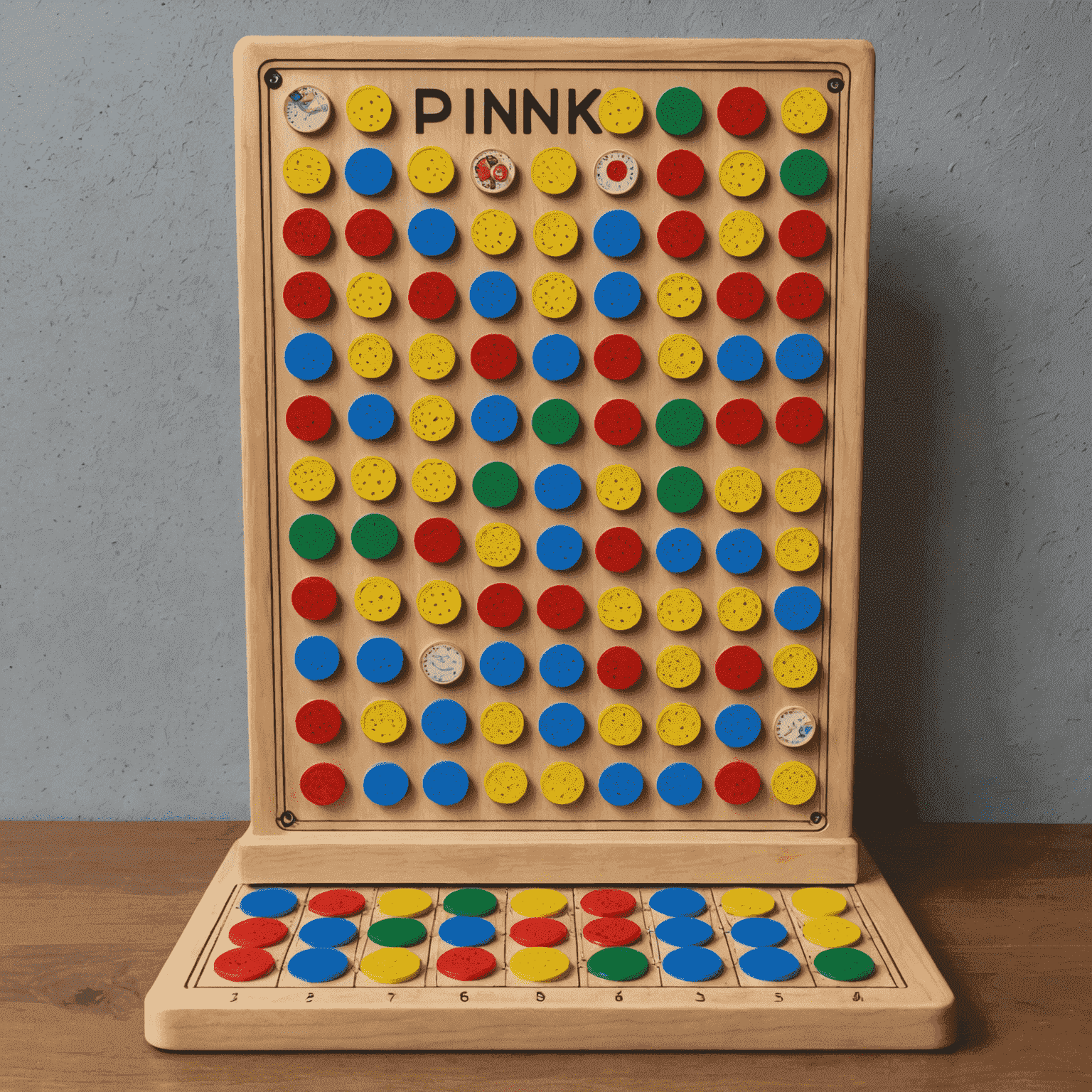 Plateau de Plinko avec des jetons et des prix